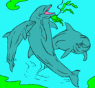 Dibujo Delfines jugando pintado por animalword