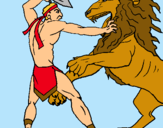 Dibujo Gladiador contra león pintado por MACARENA_21