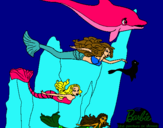 Dibujo Barbie nadando con sirenas pintado por Love_Magic