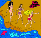 Dibujo Barbie y sus amigas en la playa pintado por iraitxa