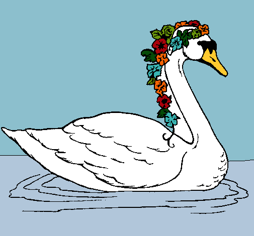 Cisne con flores