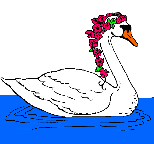 Cisne con flores