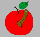 Dibujo Manzana con gusano pintado por nnapaty