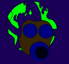 Dibujo Tierra con máscara de gas pintado por amapola8