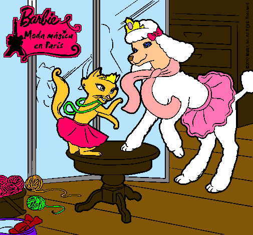 Las mascotas de Barbie jugando