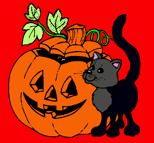 Calabaza y gato