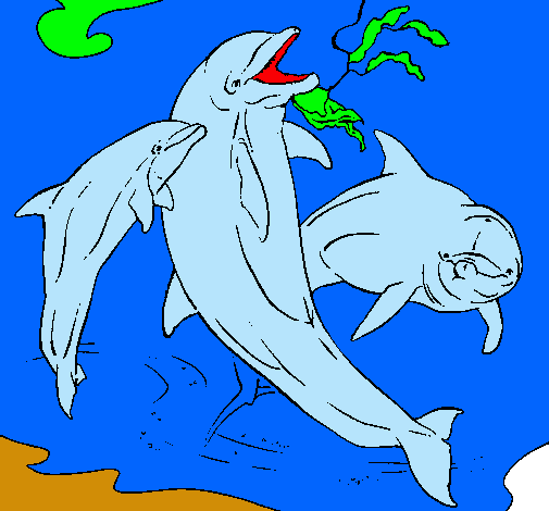 Dibujo Delfines jugando pintado por natalietta