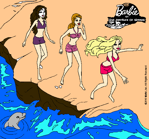 Dibujo Barbie y sus amigas en la playa pintado por vlentinita