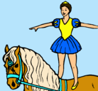 Dibujo Trapecista encima de caballo pintado por Mirene