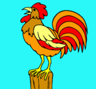 Dibujo Gallo cantando pintado por gallina