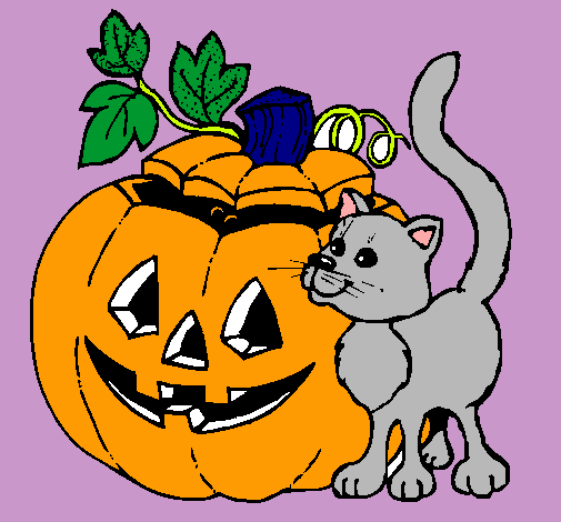 Calabaza y gato