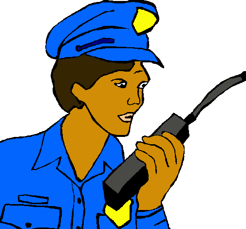 Policía con el walkie