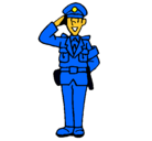 Dibujo Policía saludando pintado por bende
