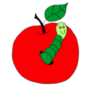 Dibujo Manzana con gusano pintado por  tinquer