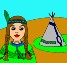 Dibujo India y tepee pintado por jhammil