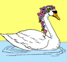 Dibujo Cisne con flores pintado por ninfa