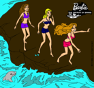 Dibujo Barbie y sus amigas en la playa pintado por niya