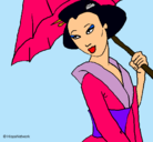 Dibujo Geisha con paraguas pintado por angel160