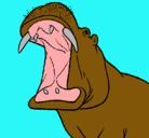 Dibujo Hipopótamo con la boca abierta pintado por jpllamas