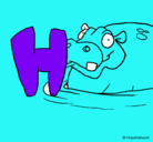Dibujo Hipopótamo pintado por anah