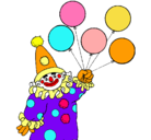 Dibujo Payaso con globos pintado por sacama