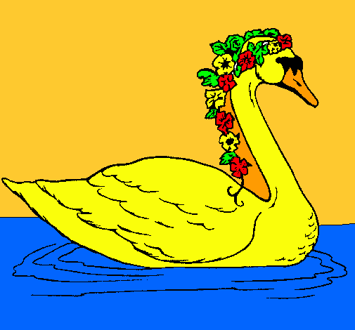 Cisne con flores