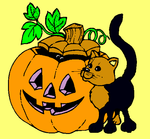 Calabaza y gato