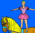 Dibujo Trapecista encima de caballo pintado por caballo