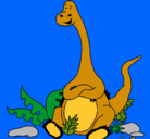 Dibujo Diplodocus sentado pintado por PINTADO