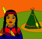 Dibujo India y tepee pintado por sonia_beth