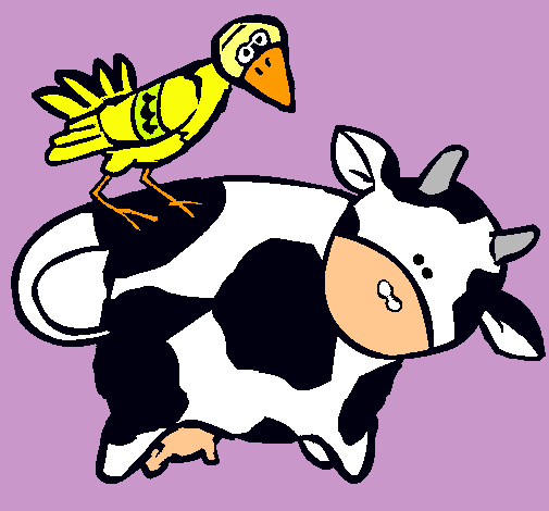 Vaca y pájaro