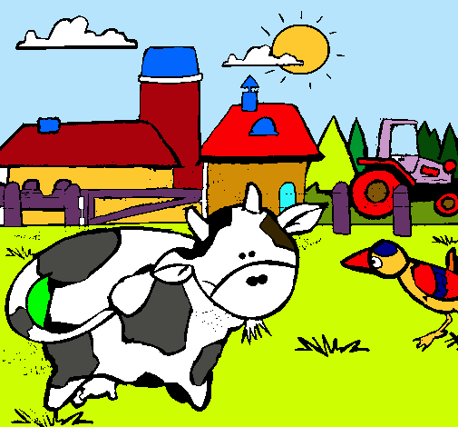 Vaca en la granja