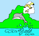 Dibujo Delfín y gaviota pintado por astrit