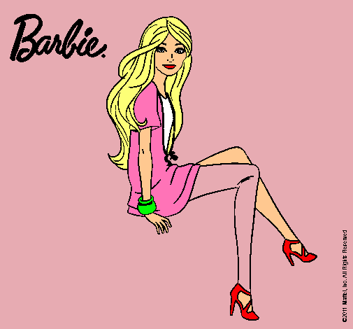 Dibujo Barbie sentada pintado por christian1