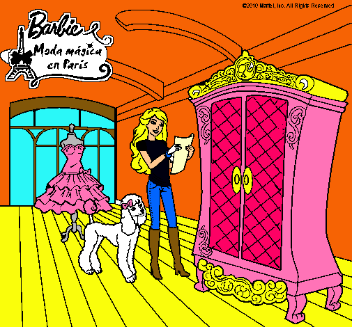 Dibujo Barbie delante del armario pintado por osiris
