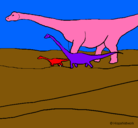 Dibujo Familia de Braquiosaurios pintado por dinos