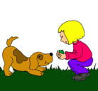 Dibujo Niña y perro jugando pintado por chulina