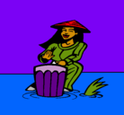 Dibujo Mujer tocando el bongó pintado por sabela