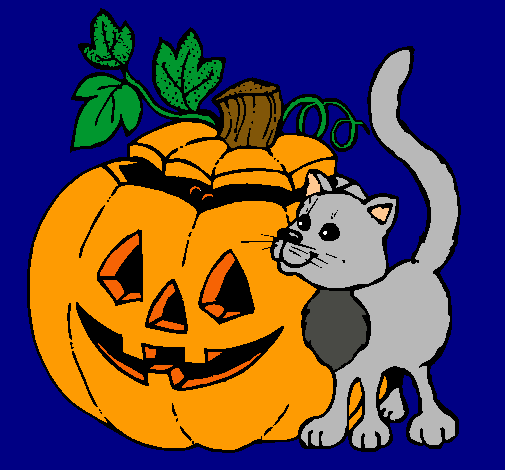 Calabaza y gato