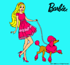 Dibujo Barbie paseando a su mascota pintado por guapetona