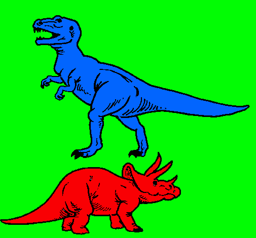 Dibujo Triceratops y tiranosaurios rex pintado por DayhanOmar