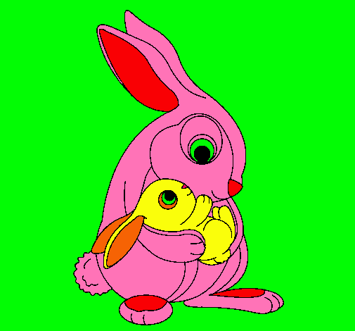 Dibujo Madre conejo pintado por garc