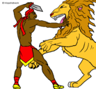Dibujo Gladiador contra león pintado por nacor