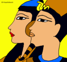 Dibujo Ramsés y Nefertiti pintado por rubia