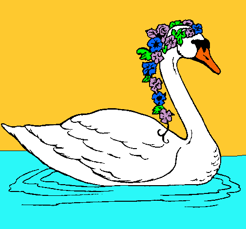 Cisne con flores