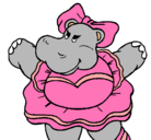 Dibujo Hipopótama con lazo pintado por lindahipo