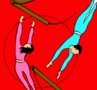 Dibujo Trapecistas saltando pintado por noraa