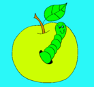 Dibujo Manzana con gusano pintado por belli