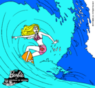 Dibujo Barbie practicando surf pintado por odalys