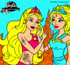 Dibujo Barbie se despiede de la reina sirena pintado por tigre 